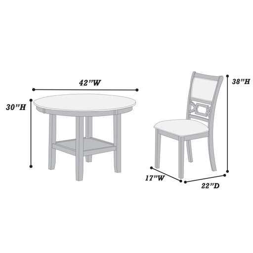 5 Piece Dining Set With Storage Shelves Round Table And Upholstered Side Chairs - Gray Home Essentials