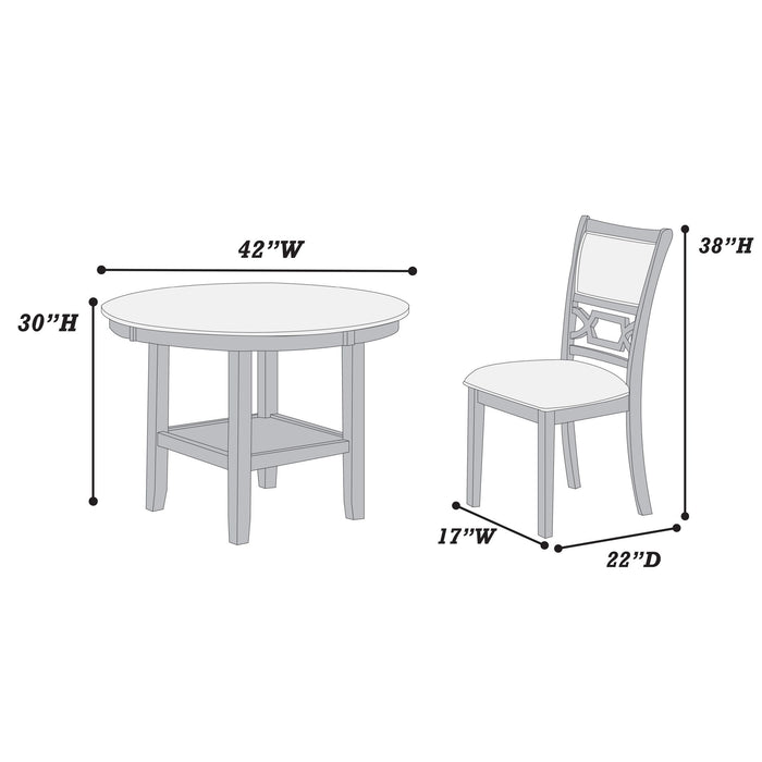 5 Piece Dining Set With Storage Shelves Round Table And Upholstered Side Chairs - Gray Home Essentials
