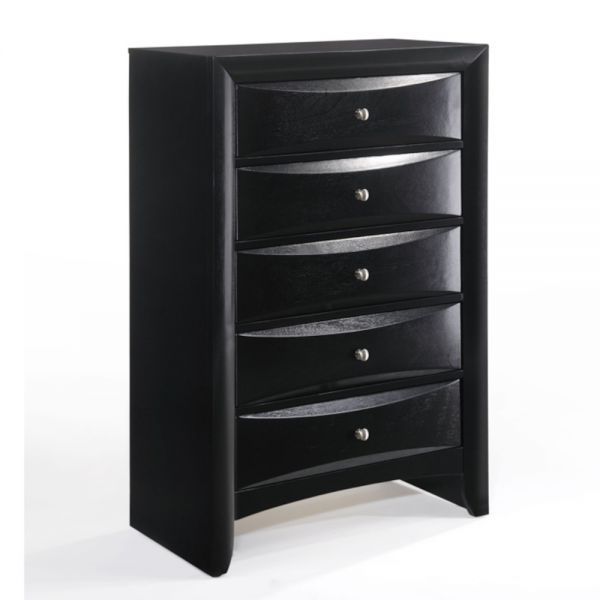 Wood Chest With Center Metal Glide - Black