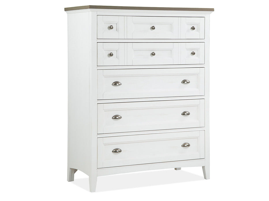 Heron Cove - Two Tone Drawer Chest - Chalk White And Dovetail Gray Magnussen Furniture