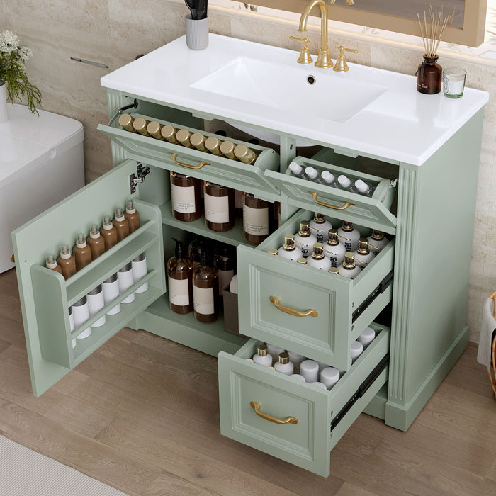 Modern Bathroom Vanity With Sink, 4 Drawers, Soft-Close Door, Adjustable Shelf Hearth and Haven