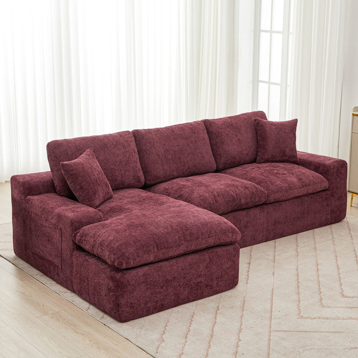 Cloud Sectional Sofa With Double Layer Cushion And Side Pockets, Free-Combined