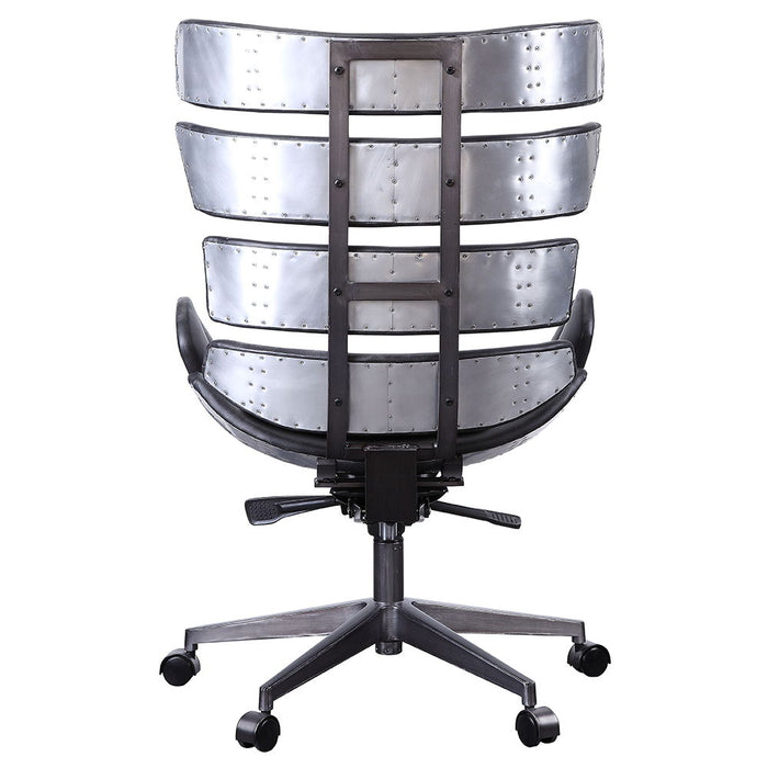Megan - Office Chair - Vintage Black Top Grain Leather & Aluminum ACME