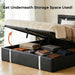 Upholstered Platform Bed Frame With Adjustable LED Headboard, USB C-Charging, Hydraulic Lift Home Essentials