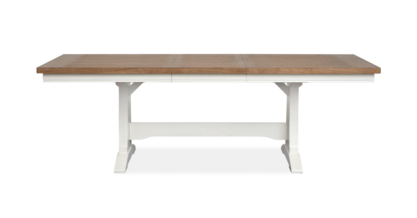 Kingston - Extendable Trestle Dining Table - Whisper White And Cerused Nutmeg Magnussen Furniture