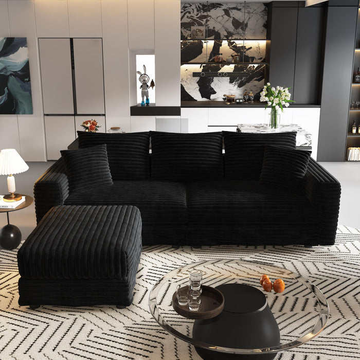 Deep Seat Convertible Sofa With Soft Pillows And Ottomans Home Essentials