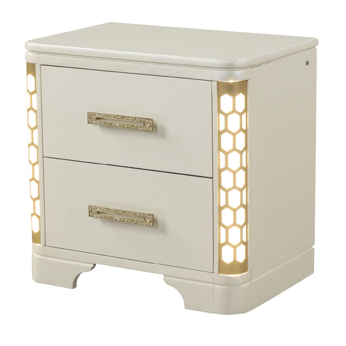Jasmine - Nightstand With Side LED Lightning - Beige Matrix Furniture Group