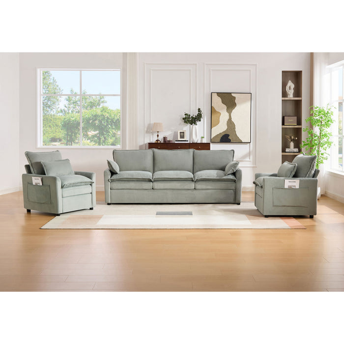 Modern Sofa Set With Double Layer Cushion And Side Storage Pockets Hearth and Haven