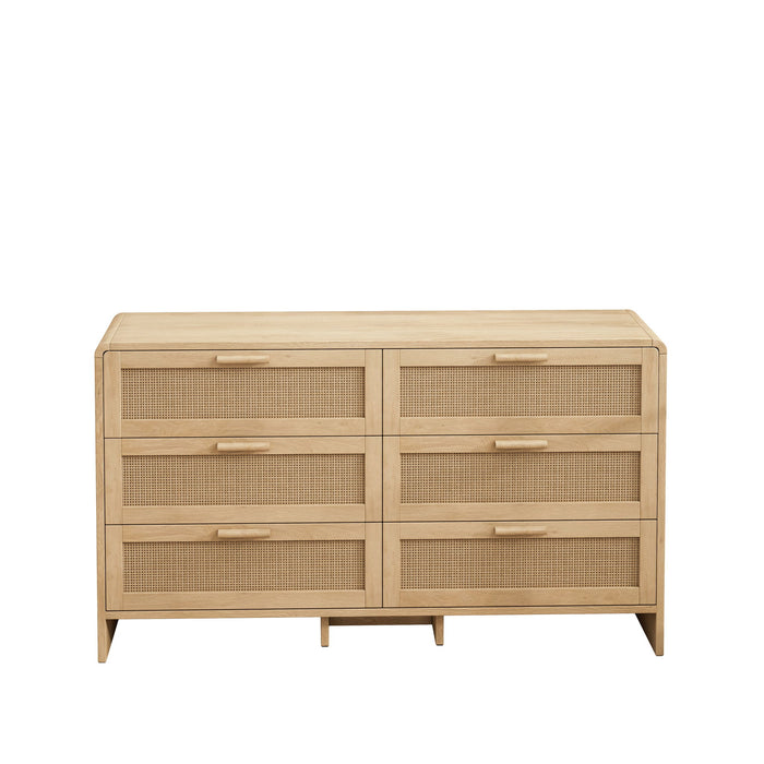 Modern Arc Shaped Corner Rattan Cabinet With 6 Drawers