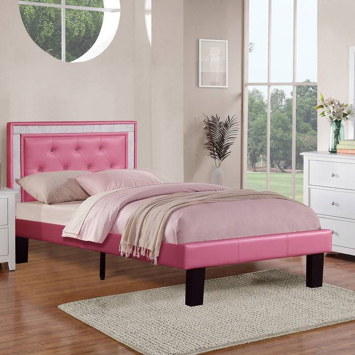 Glamours Style Bed With Diamond Tufted Padded Headboard Home Essentials
