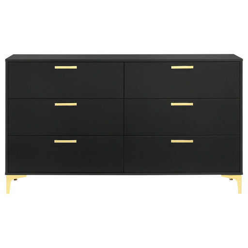 Lexie - 6 Drawer Rectangular Dresser - Black Furniture Max