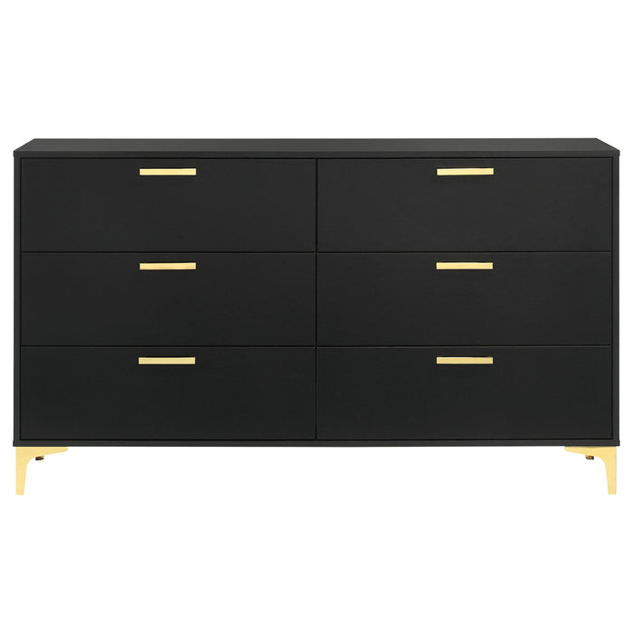 Lexie - 6 Drawer Rectangular Dresser - Black Furniture Max