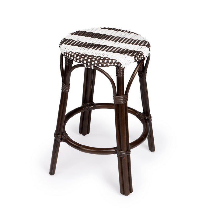 Rattan Backless Counter Height Bar Chair - Dark Brown / White