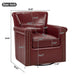 Swivel Accent Chair With Rolled Arm, Sewn Pillow Back, Nailhead Trim For Living Room Noble House