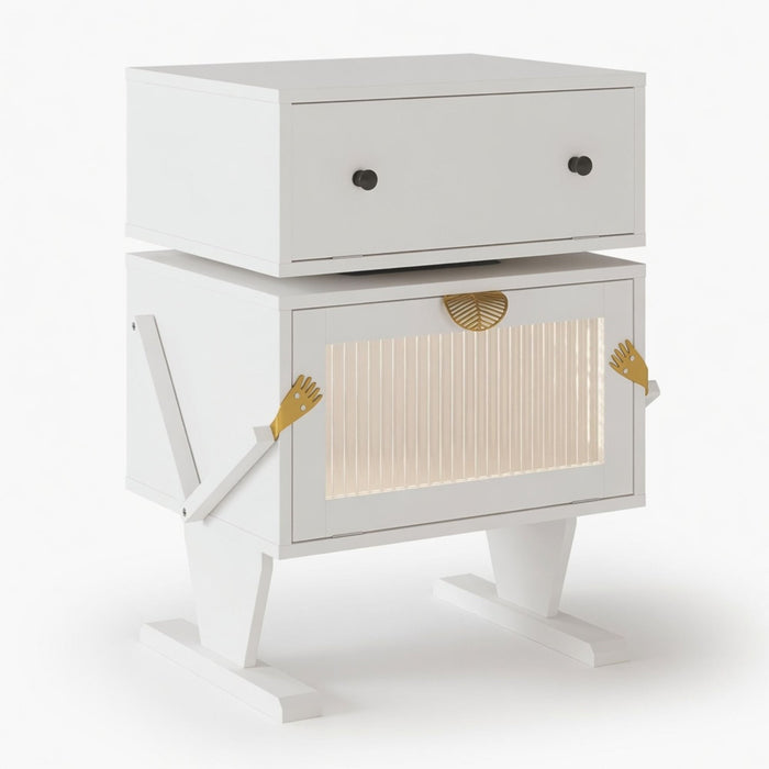 Robot LED Nightstand With 360° Rotating Drawer Home Essentials