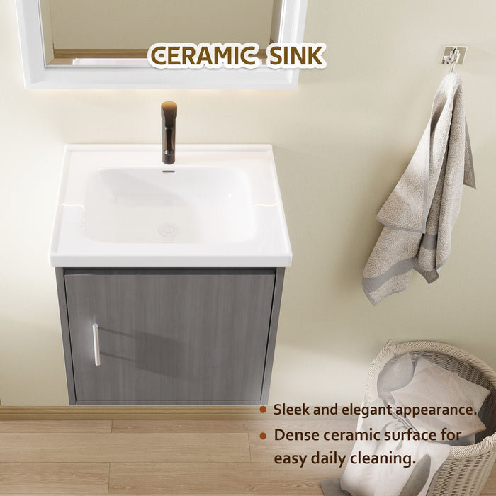 Floating Bathroom Vanity Combo, Wall Mounted Cabinet With Sink & Soft Close Doors For Small Bathrooms Home Essentials