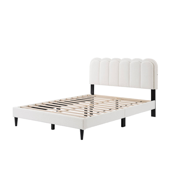 Lambswool Petal Headboard Bed Frame Noble House