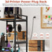3D Printer Stand With Filament Storage, T-Type Holder, Built In Power Panelб Open Frame Printer Workstation - Black Daily Nest