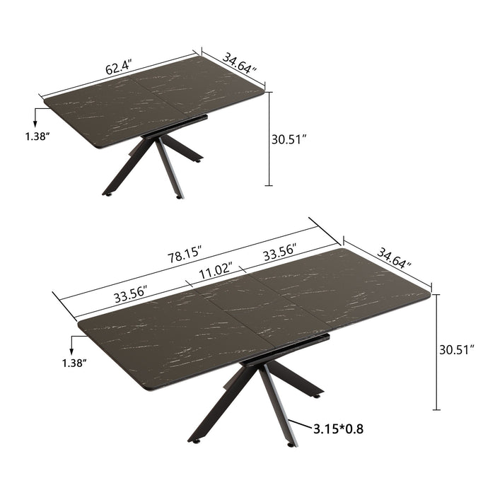 Extendable Dining Table Set With Curved Backrest Upholstered Chairs Home Essentials