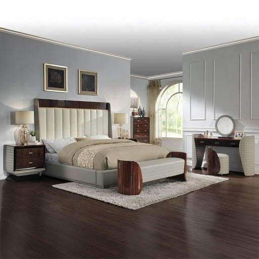Jamonica - Eastern King Bed - Beige & Dark Brown ACME
