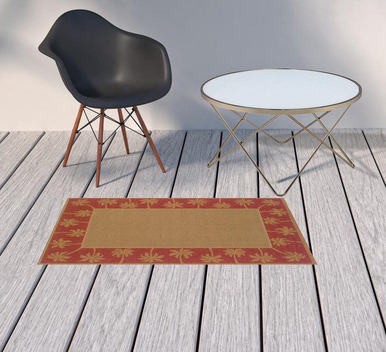 2' X 4' Stain Resistant Area Rug Outdoor & Indoor - Beige