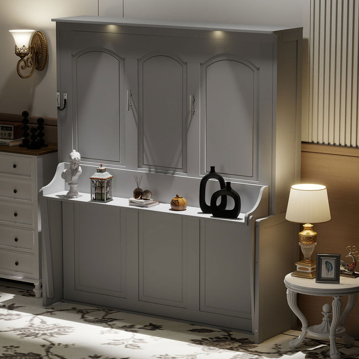 Murphy Bed With Desk, LED Lights And USB Charging Station Dreamland