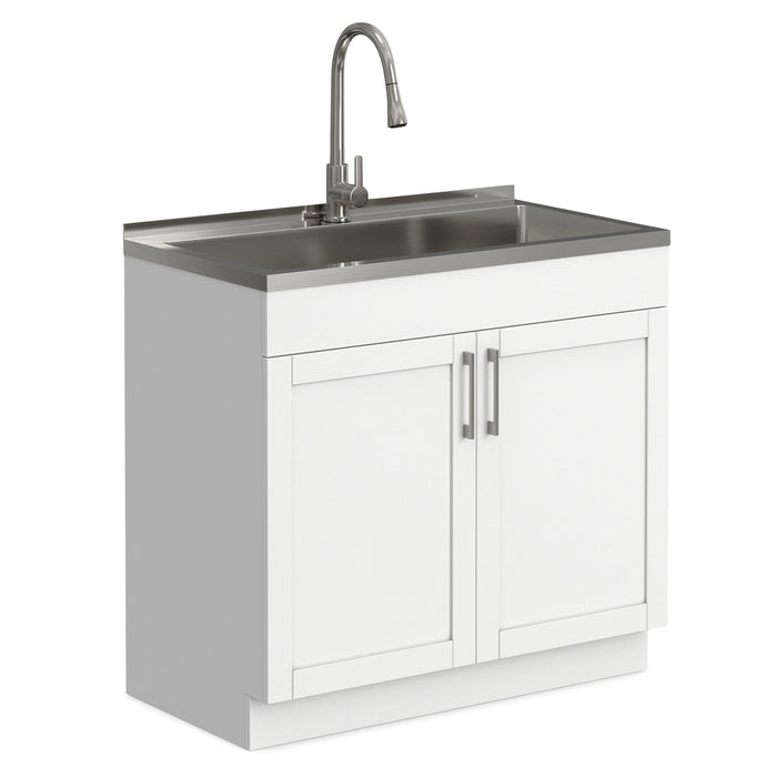 Modern Shaker All-In-One Laundry Utility Sink And Cabinet With Pull-Out Faucet Simpli-Home