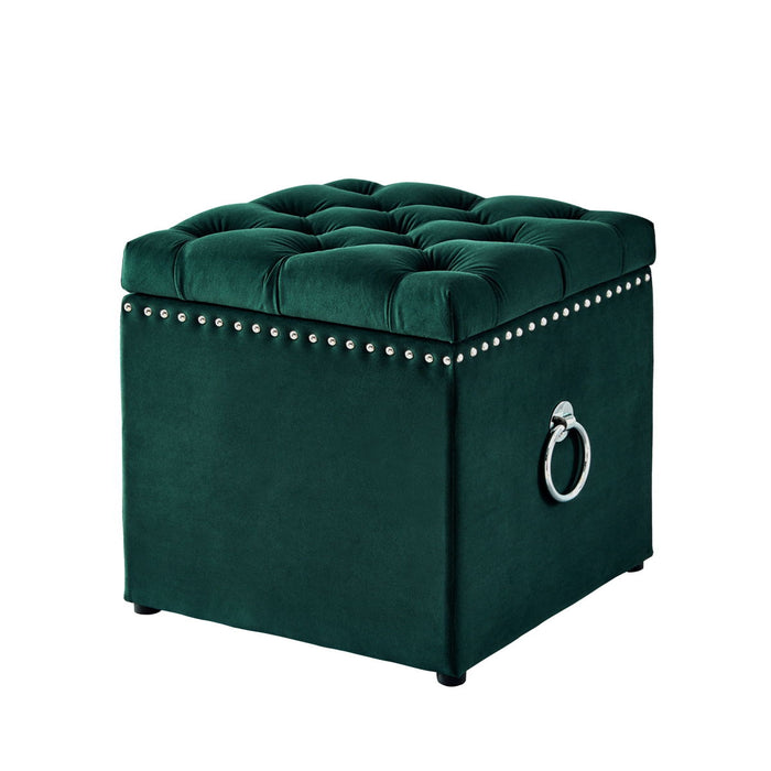 Tufted Velvet Storage - Hunter Green / Black