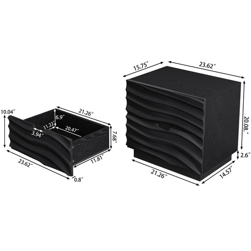 Nightstands, Bedside Table With 2 Drawers (Set of 2) - Black Home Essentials