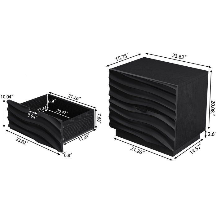 Nightstands, Bedside Table With 2 Drawers (Set of 2) - Black Home Essentials