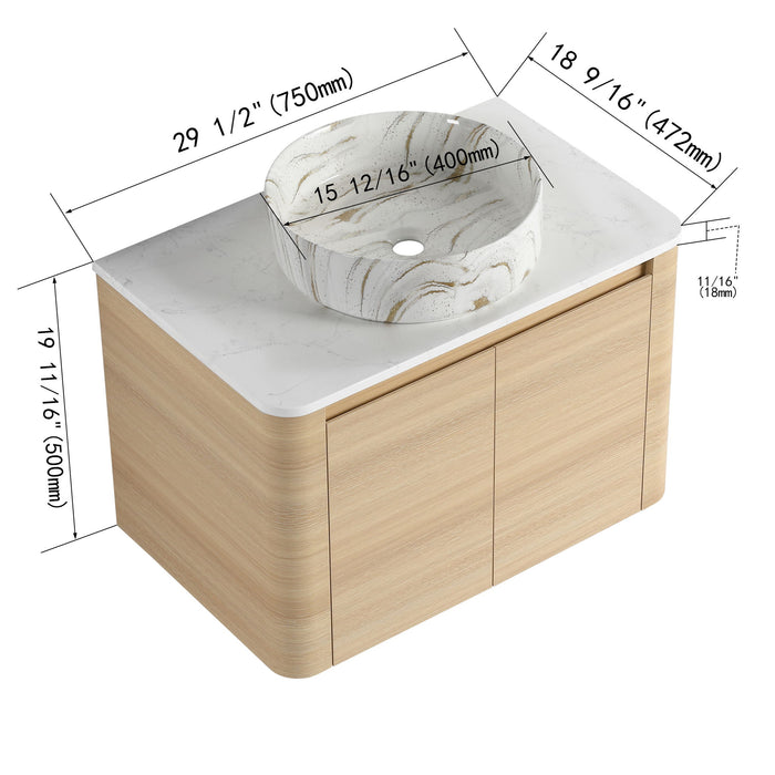 Mounted Bathroom Vanity & Art Sink, Soft Close Door Home Essentials