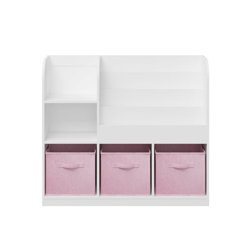 Bookcase And Bookshelf With 3 Collapsible Drawers, Multifunctional Display Stand Home Essentials