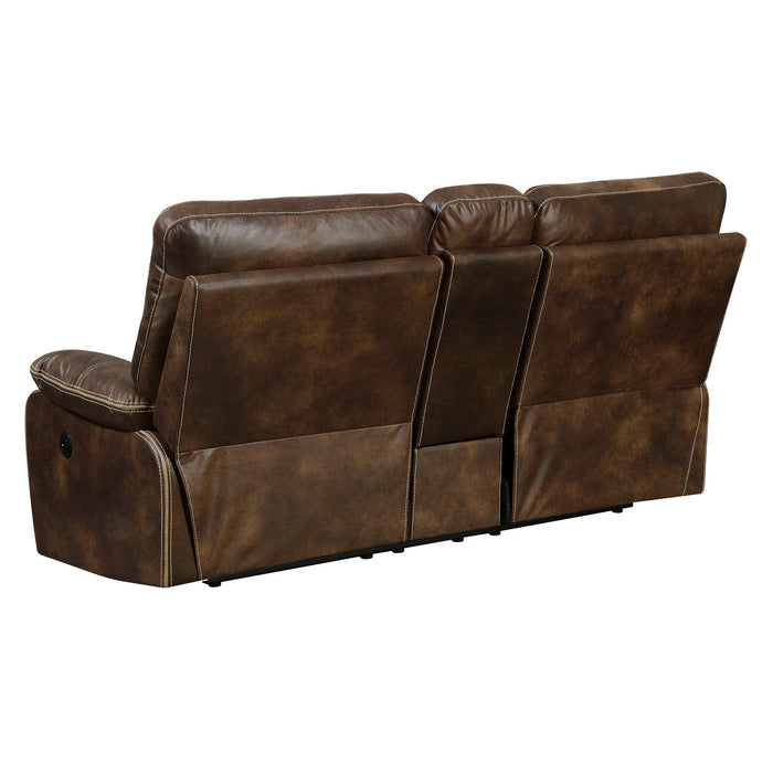 Power Reclining Loveseat - Brown - Fabric Emerald Home