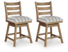 Ridgester - Upholstered Swivel Barstool (Set of 2) - Light Brown Benchcraft®