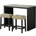 Dining Table Set With Biscuit Tufted Stools - Beige / Black / Gray Home Essentials
