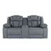 Raize - 10 Power Console Reclining Loveseat With LED And Immersive Sound - Gray Global Furniture USA