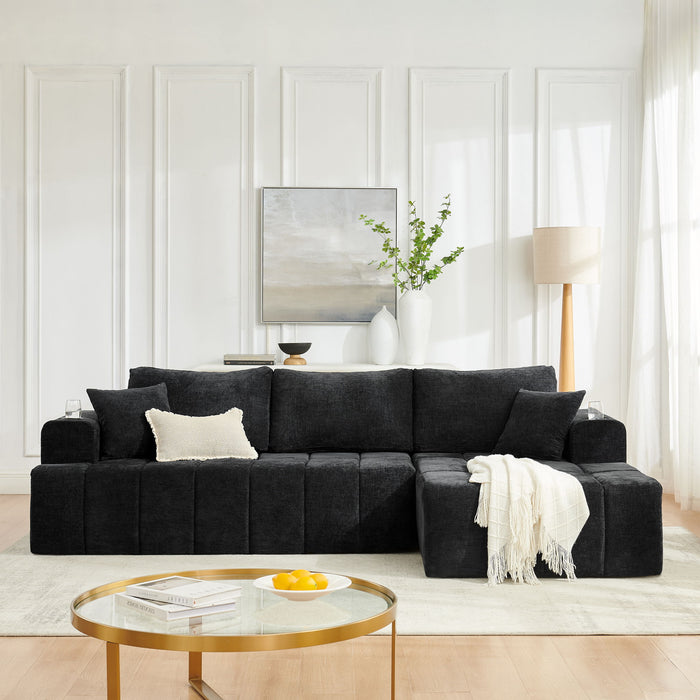 L - Shaped Sectional Sofa With Cup Holders & Side Pockets Home Essentials