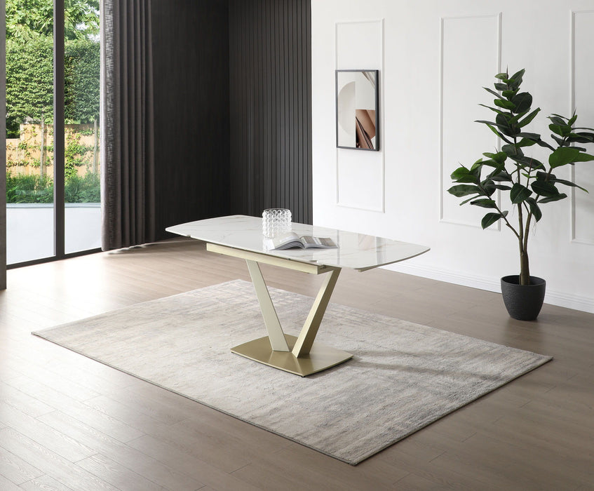 109 - Dining Table - White Gloss / Golden Jade Extravaganza Collection