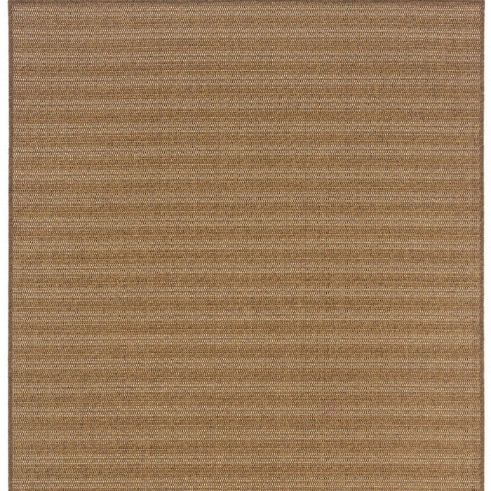 4' X 6' Striped Stain Resistant Indoor / Outdoor Area Rug - Tan