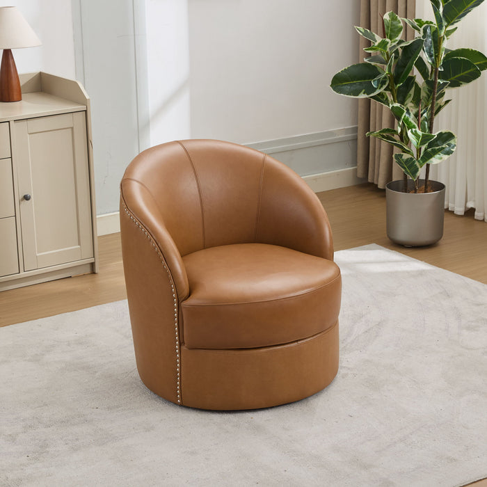 Swivel Accent Chair With 360° Smooth Spin - Black / Light Brown / Silver Home Essentials