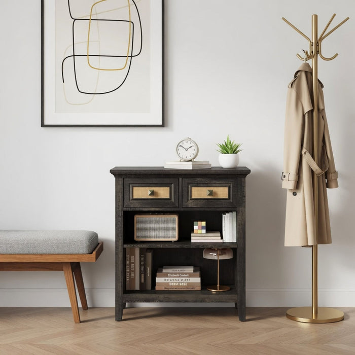 Storage Cabinet With 2 Drawers And 2 Shelves - Coffee Home Essentials
