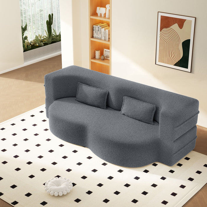 Modern Floor Sofa With 2 Pillows, Twin Size For Living Room Home Essentials