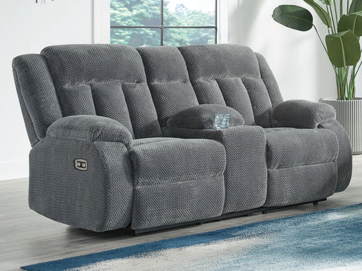 Observation - Double Reclining Power Loveseat With Console - Steel Signature Design by Ashley®