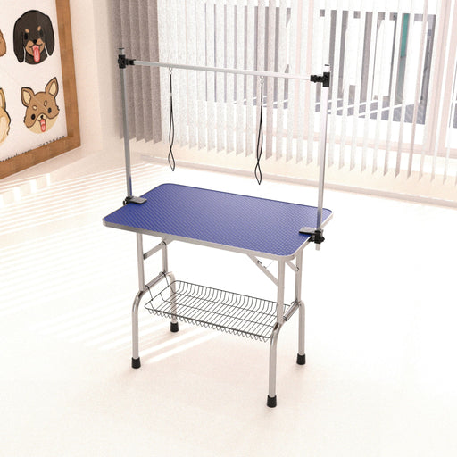 Large Size Grooming Table For Pet Dog And Cat With Adjustable Arm And Clamps Large Heavy Duty Animal Grooming Table - Blue Daily Nest