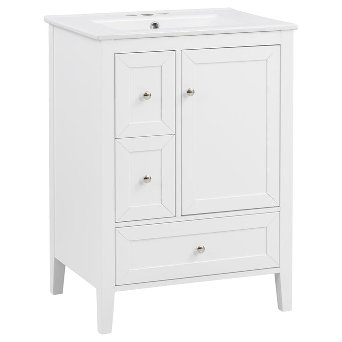 Modern Bathroom Vanity With Sink, Soft Close Drawers & Door, Storage Rack Noble House