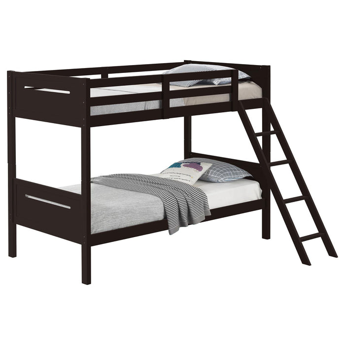 Bunk Bed With Built In Ladder, Safety Guardrails And Angled Access Step Furniture Max