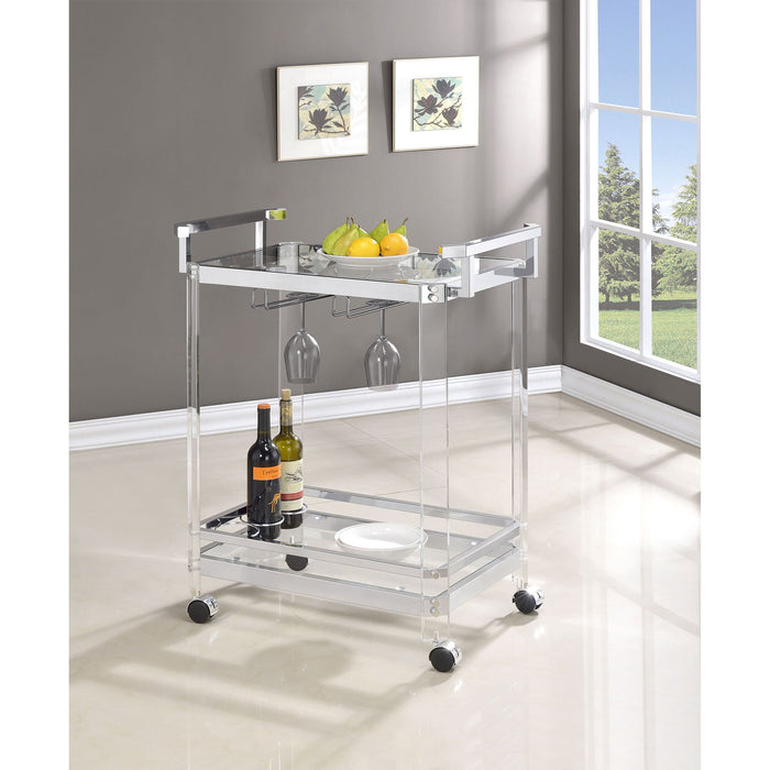 Kempton - 2 Tier Bar Cart - Chrome Furniture Max