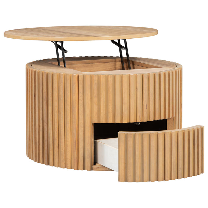 Round Lift Top Coffee Table With Hidden Storage For Living Room Hearth and Haven