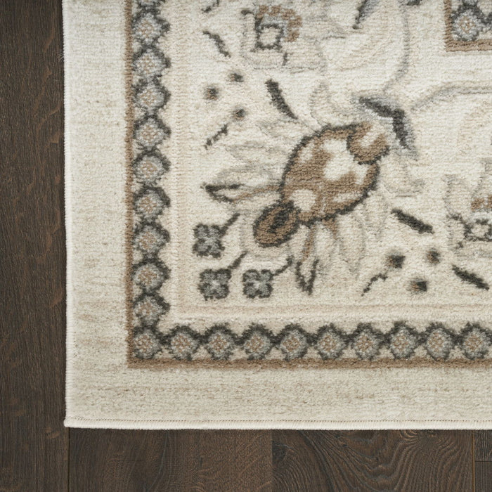 9' x 12' Floral Distressed Area Rug - Cream