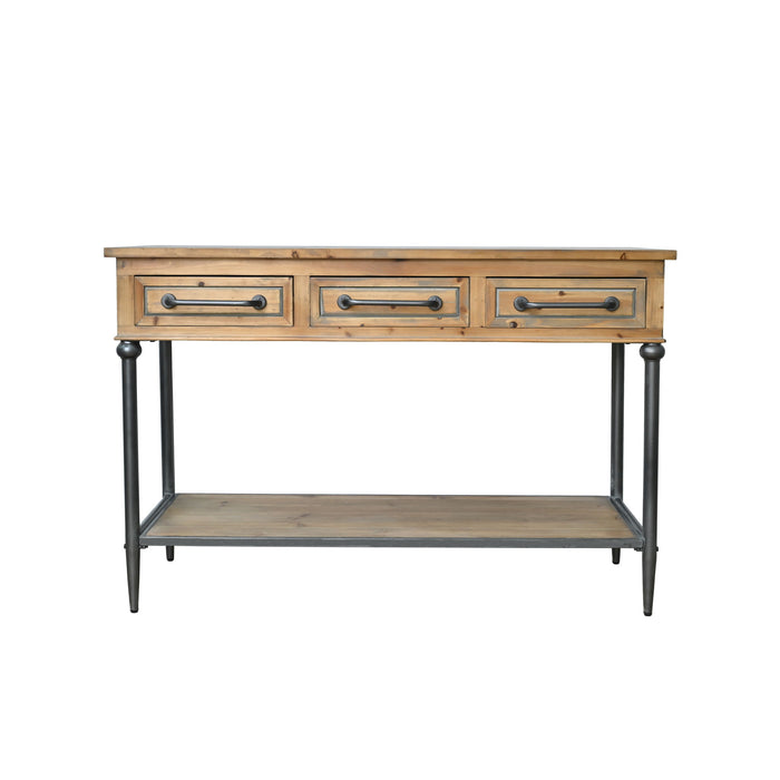 Accent Storage Console Table With Open Shelf And 3 Drawers For Living Room - Natural Wood / Brown Home Essentials